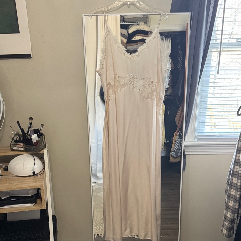 H&M Cream Lace Trim Maxi Dress
